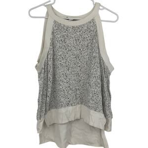 Blanco Women's Cream Cold Shoulder Viscose Eyelet Hi-Lo Top Size Small